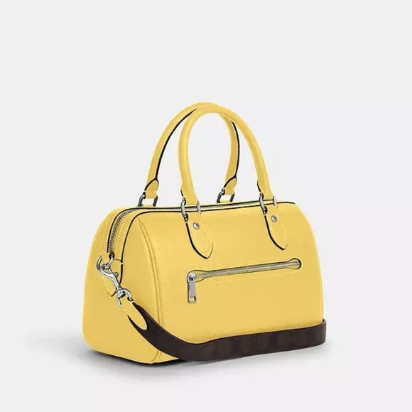 COACH ROWAN SATCHEL BAG WITH SIGNATURE CANVAS STRAP 💛 - Picture 3 of 16